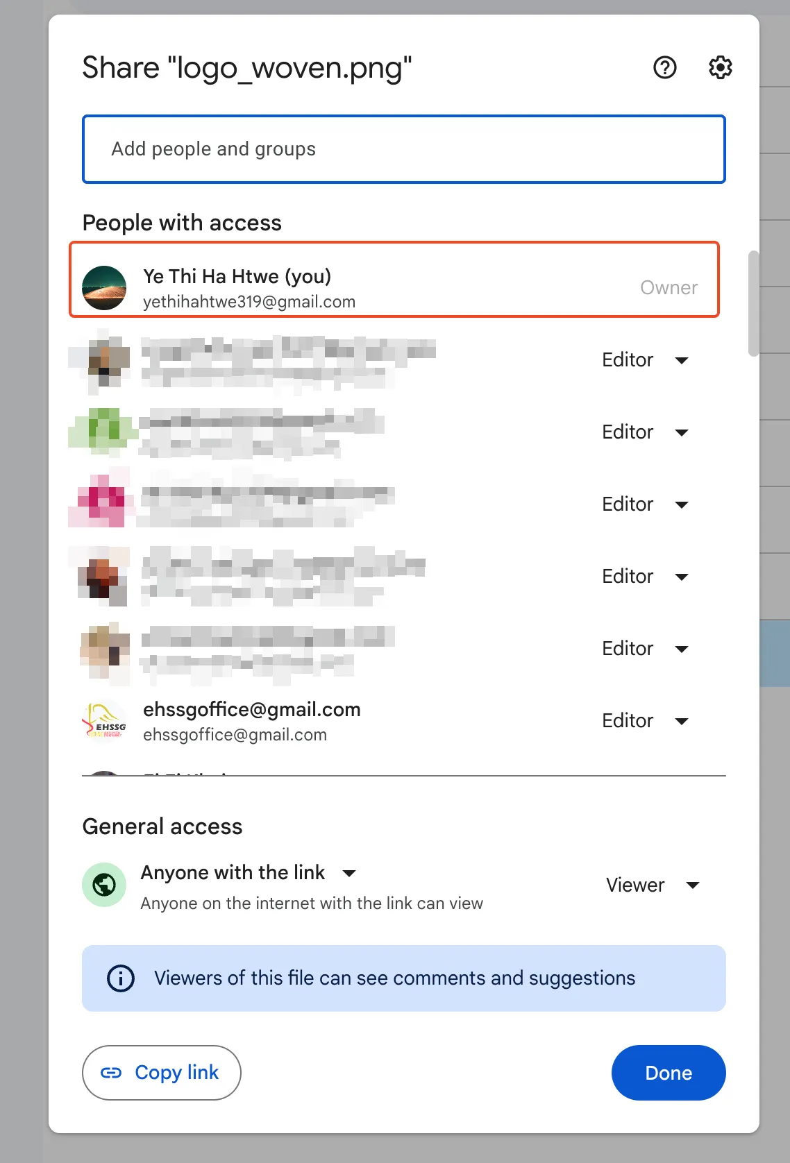 Google Drive File Access List