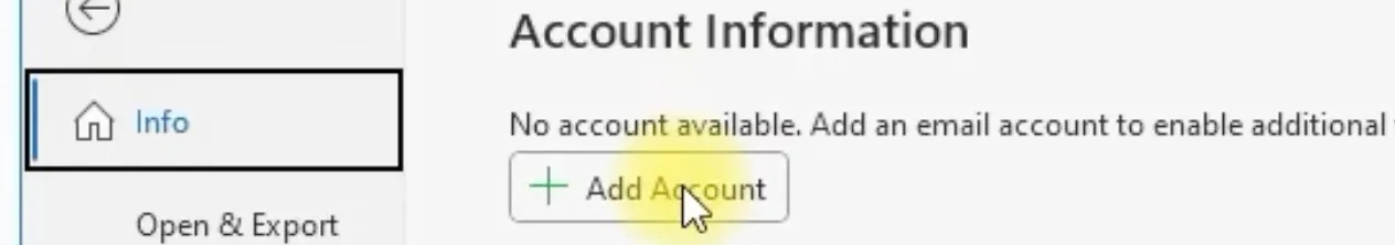 Outlook Add Account