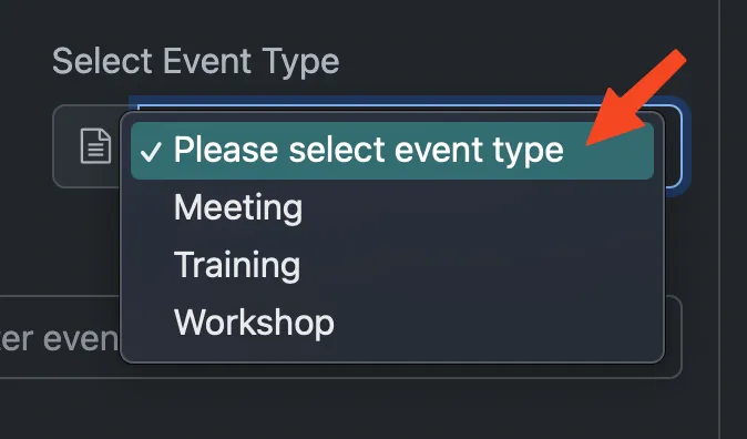 Select Event Type